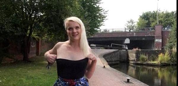  Blonde teen Carly Rae in public nudity and rude exhibitionist outdoor masturbati